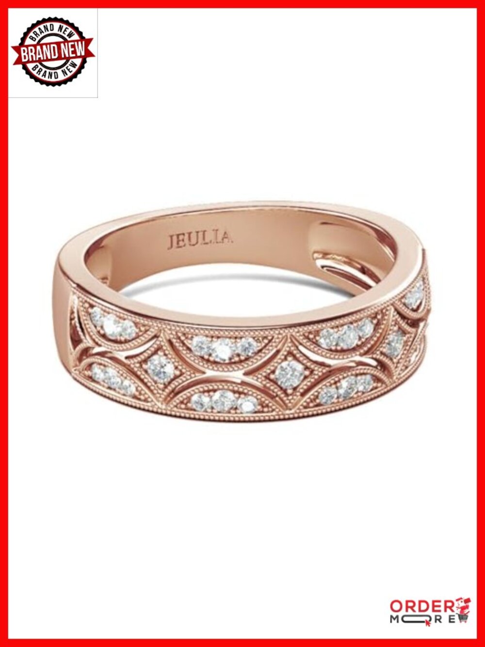 18k White Gold Plated Eternity Ring Sterling Silver Wedding Band Milgrain
